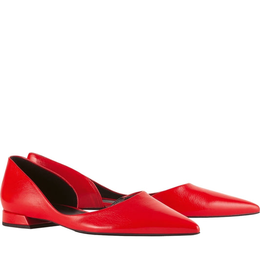 Hogl womens red vivien ballerinas | Vilbury London