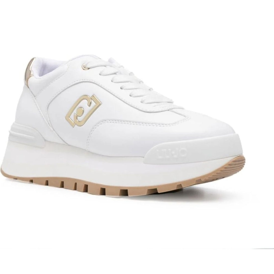 Liu Jo womens white, light gold amazing 28 sneaker | Vilbury London