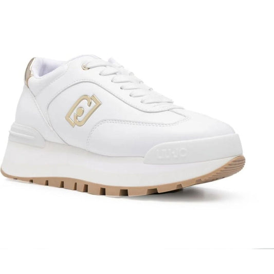 Liu Jo womens white, light gold amazing 28 sneaker | Vilbury London