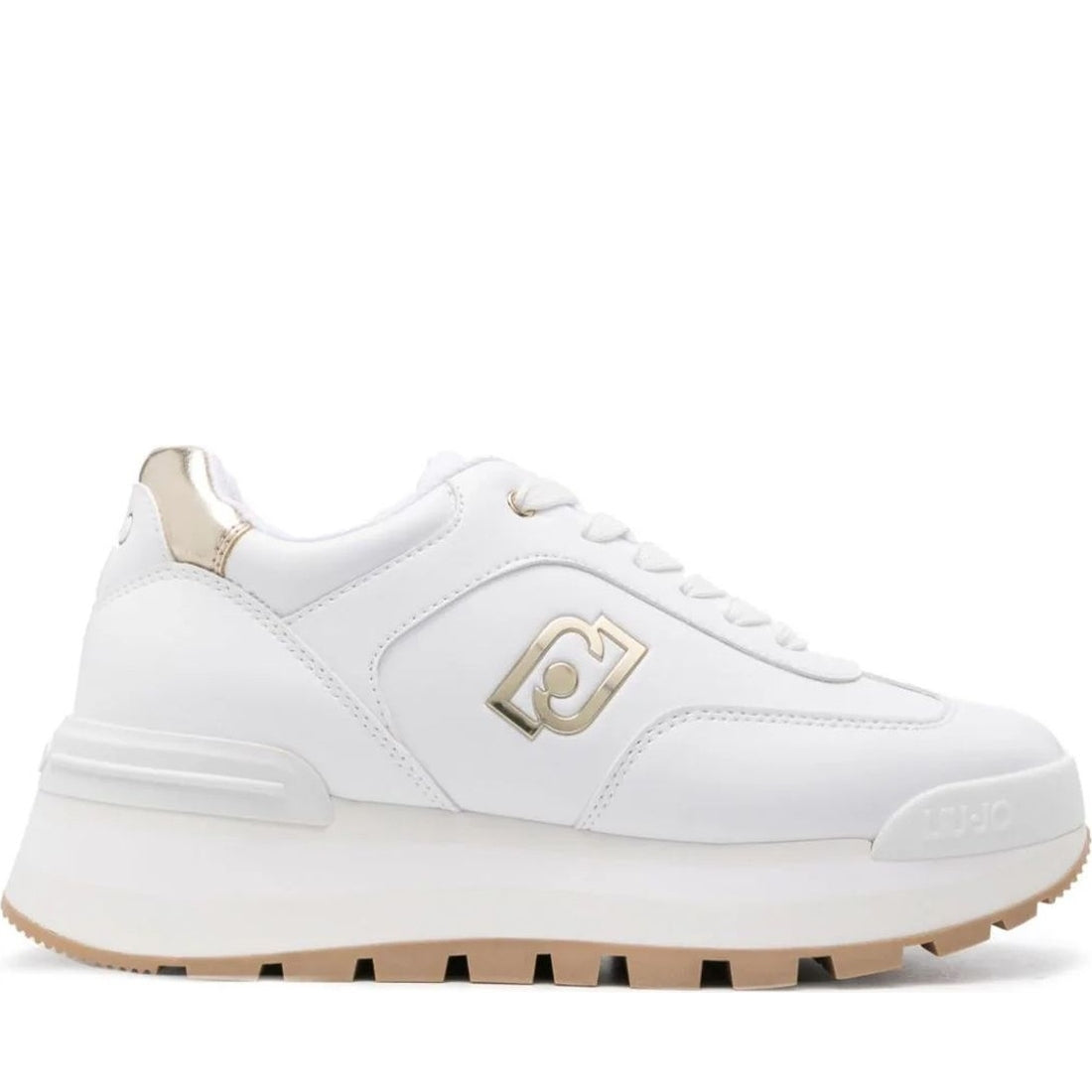 Liu Jo womens white, light gold amazing 28 sneaker | Vilbury London