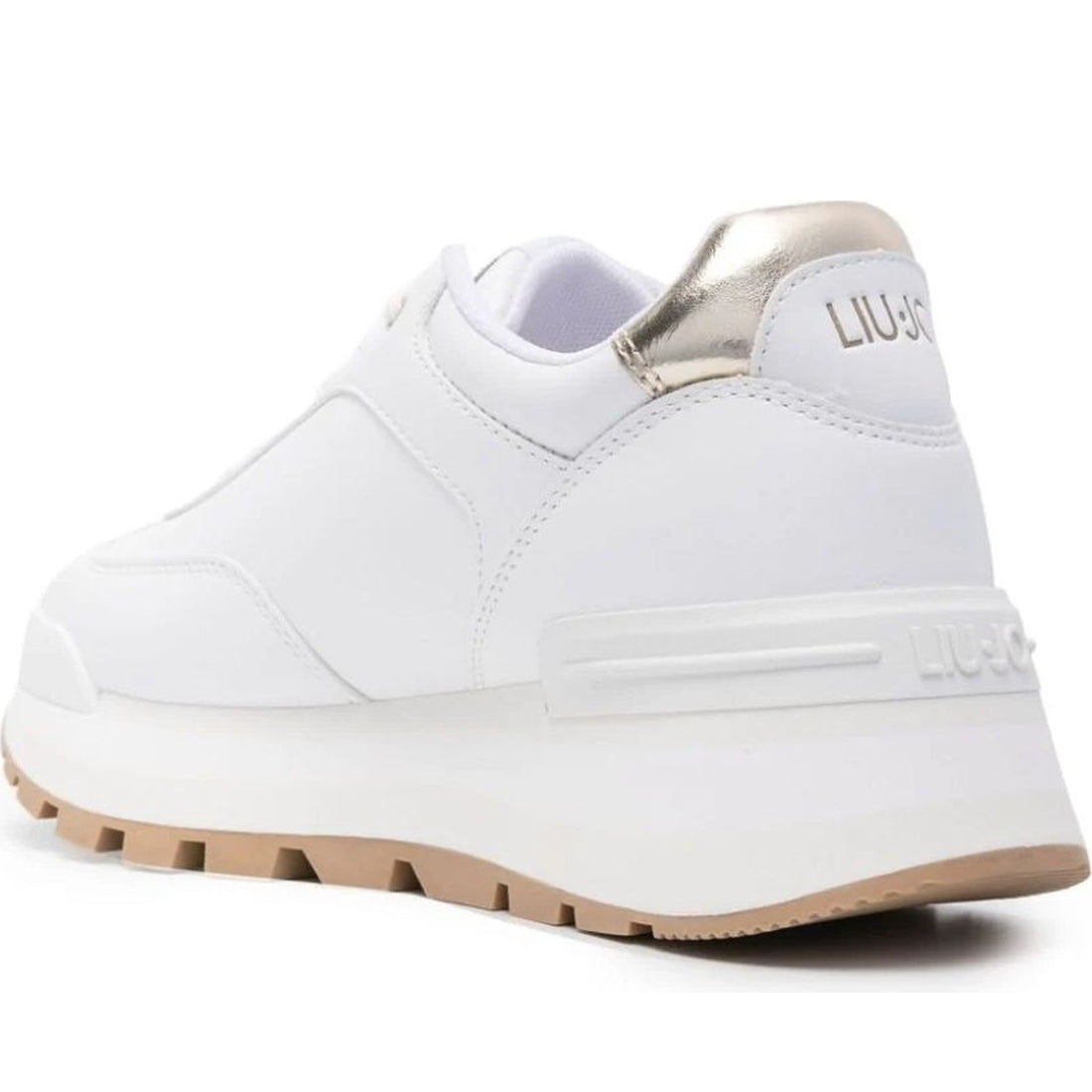 Liu Jo womens white, light gold amazing 28 sneaker | Vilbury London