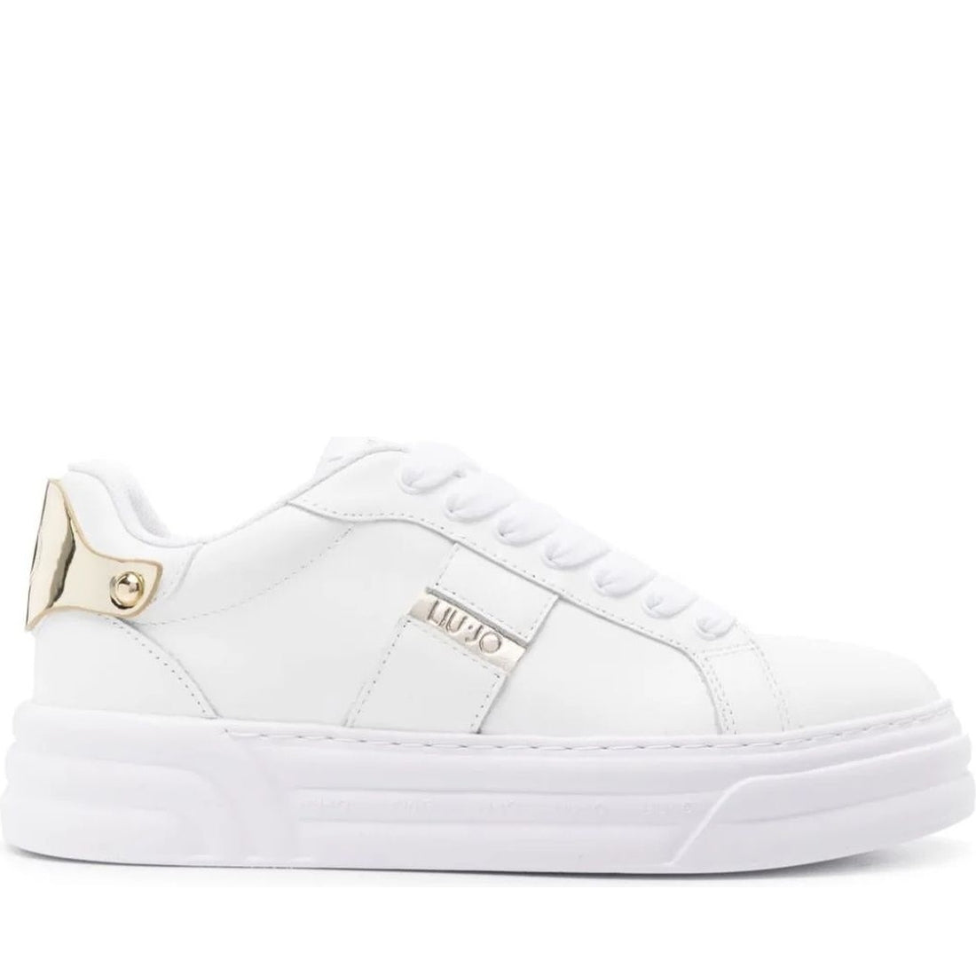 Liu Jo womens white, light gold cleo 29 sneaker | Vilbury London