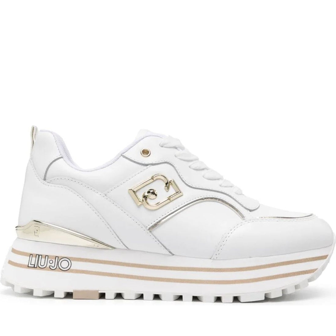 Liu Jo womens calf white maxi wonder 73 sneaker | Vilbury London