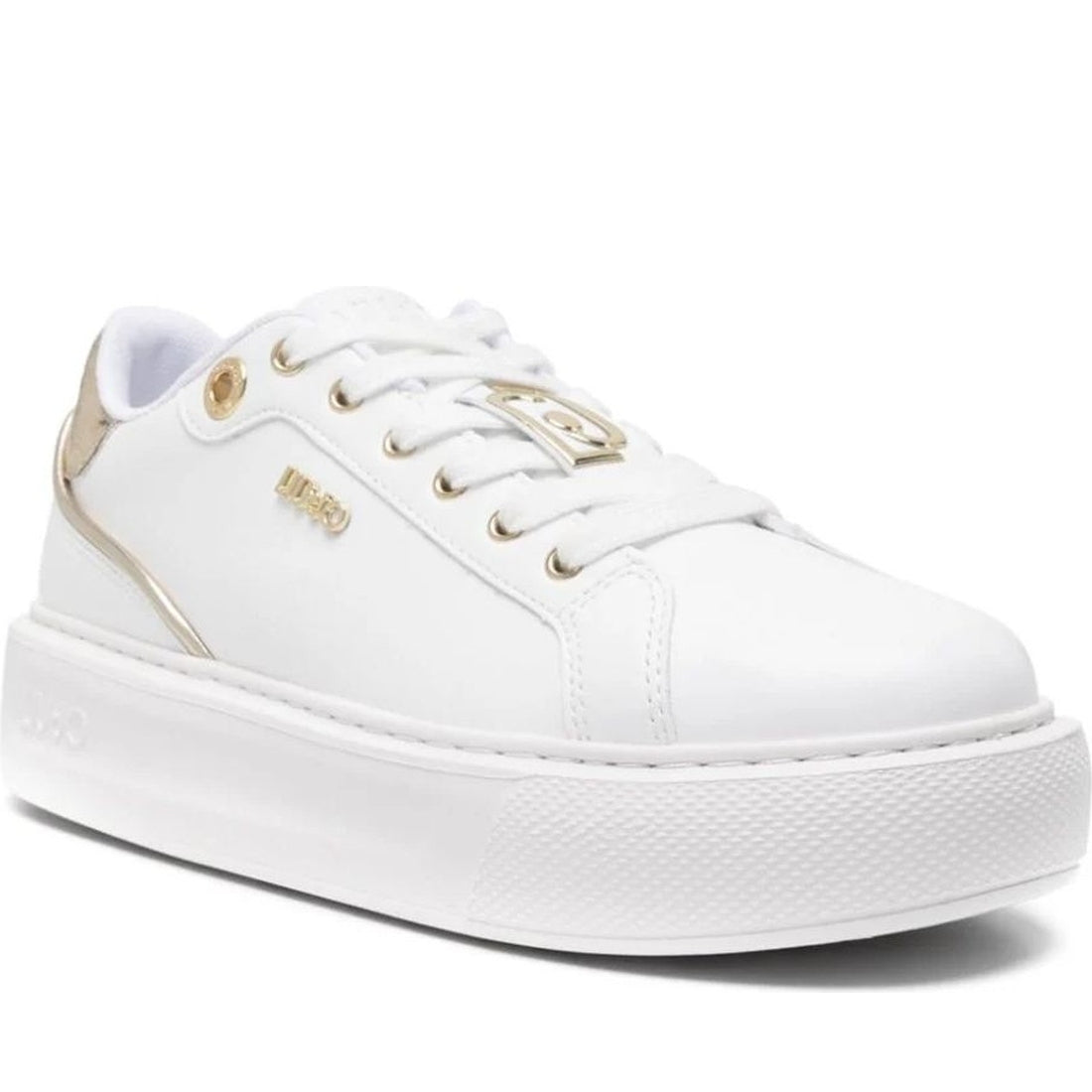 Liu Jo womens laminat white kylie 27 sneaker | Vilbury London