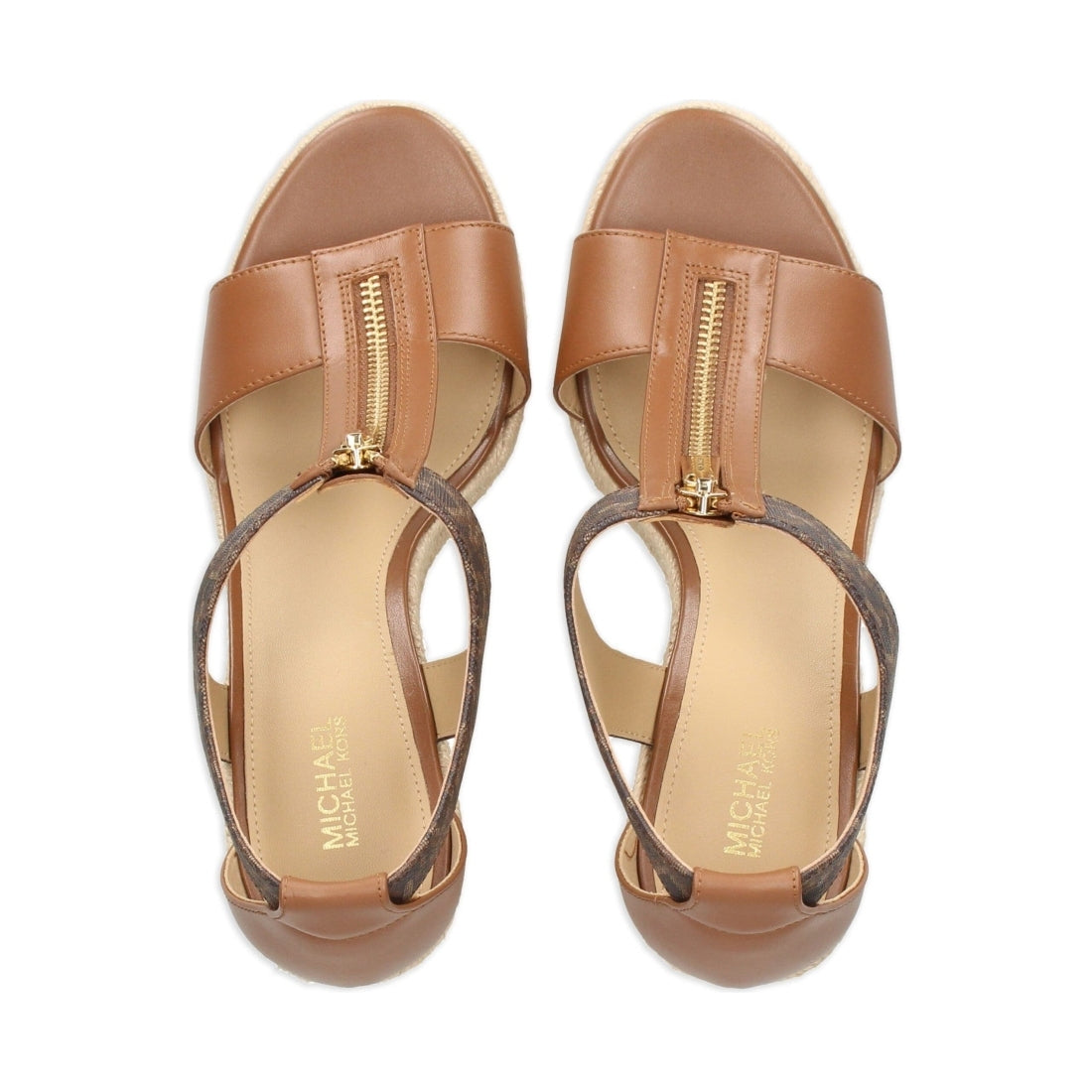 Michael Kors womens brn, luggage berkley mid wedge sandals | Vilbury London