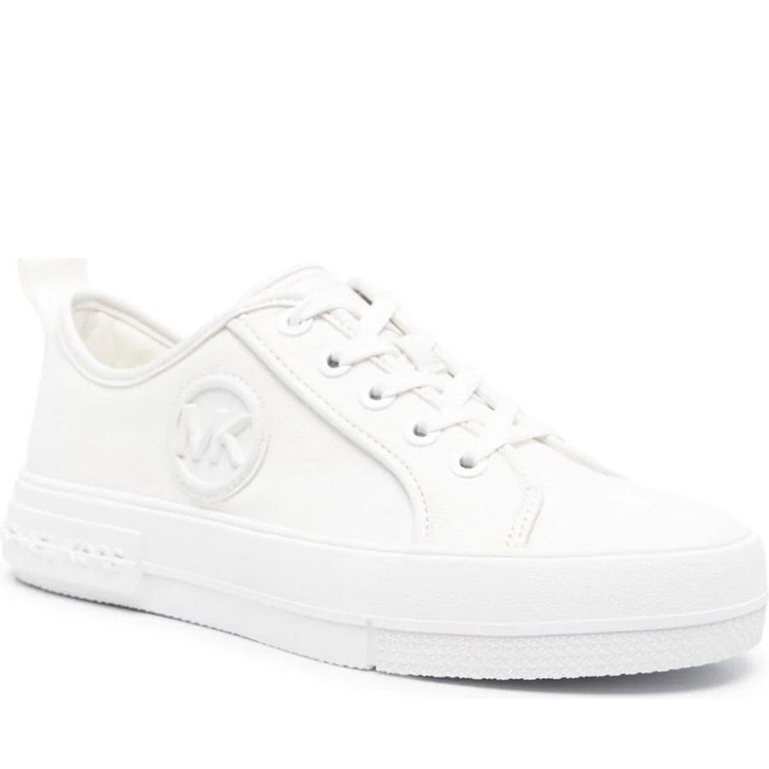 Michael Kors womens optic white evy lace up trainers | Vilbury London