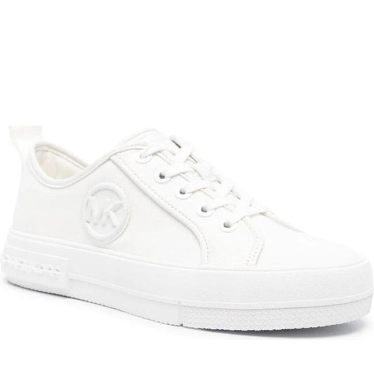 Michael Kors womens optic white evy lace up trainers | Vilbury London