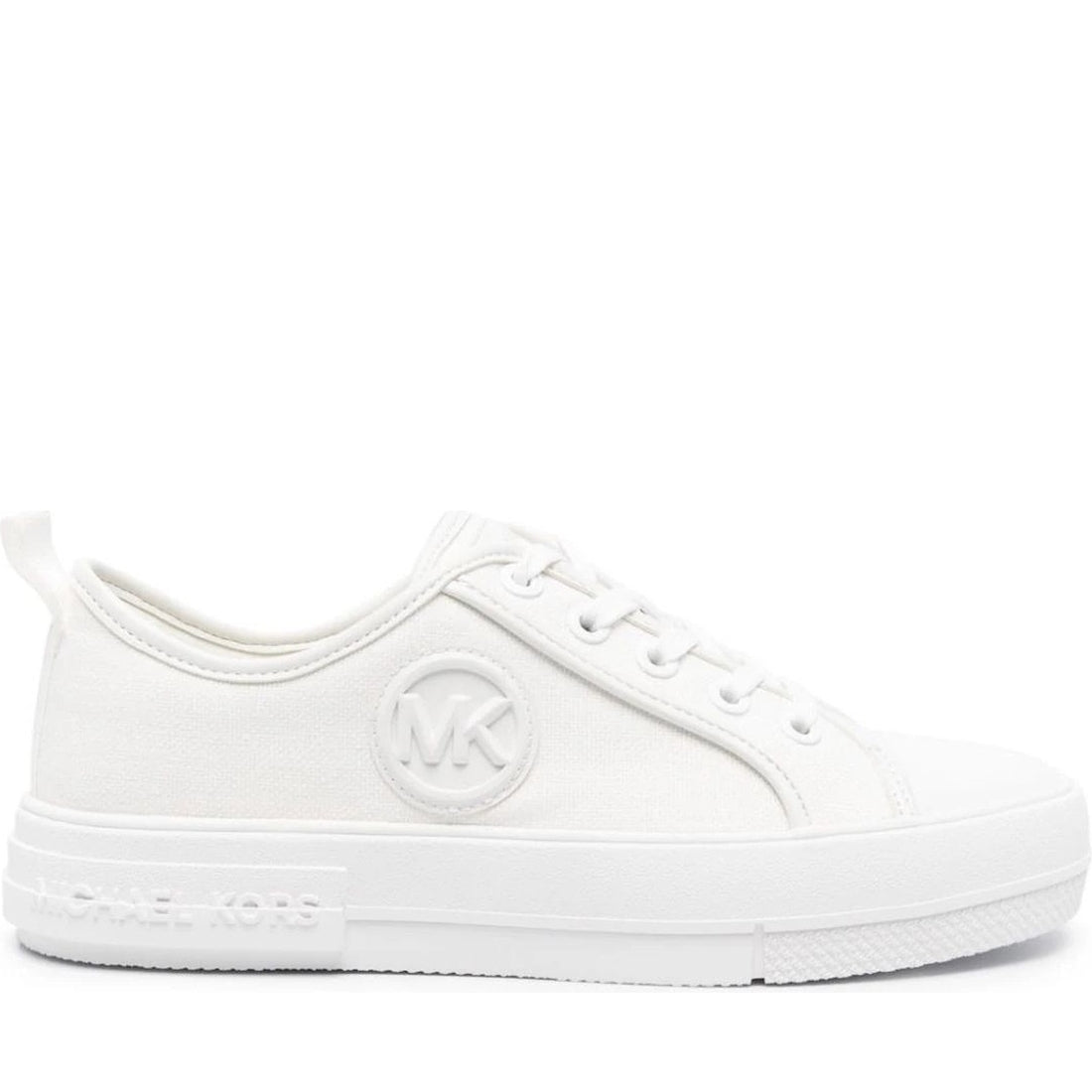 Michael Kors womens optic white evy lace up trainers | Vilbury London