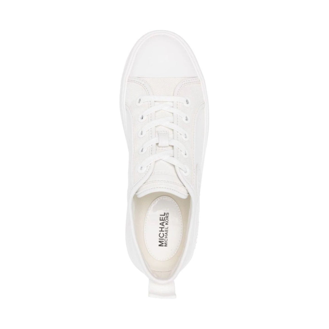 Michael Kors womens optic white evy lace up trainers | Vilbury London