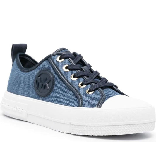 Michael Kors womens denim multi evy lace up trainers | Vilbury London