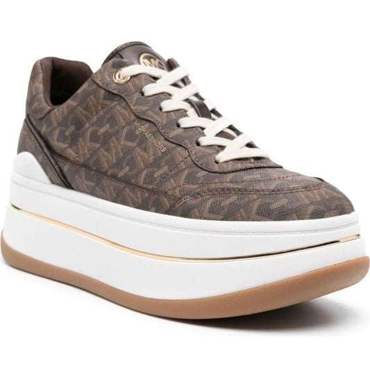 Michael Kors womens brown hayes lace up trainers | Vilbury London