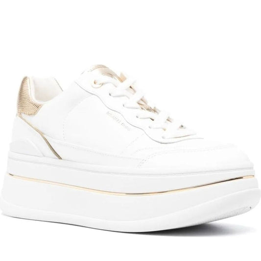 Michael Kors womens pale gold hayes lace up trainers | Vilbury London