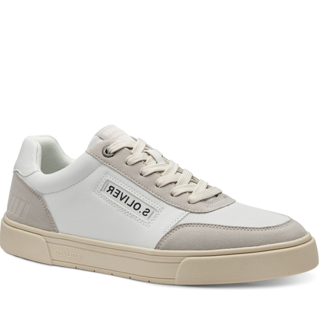 s.Oliver mens white, grey leisure trainers | Vilbury London