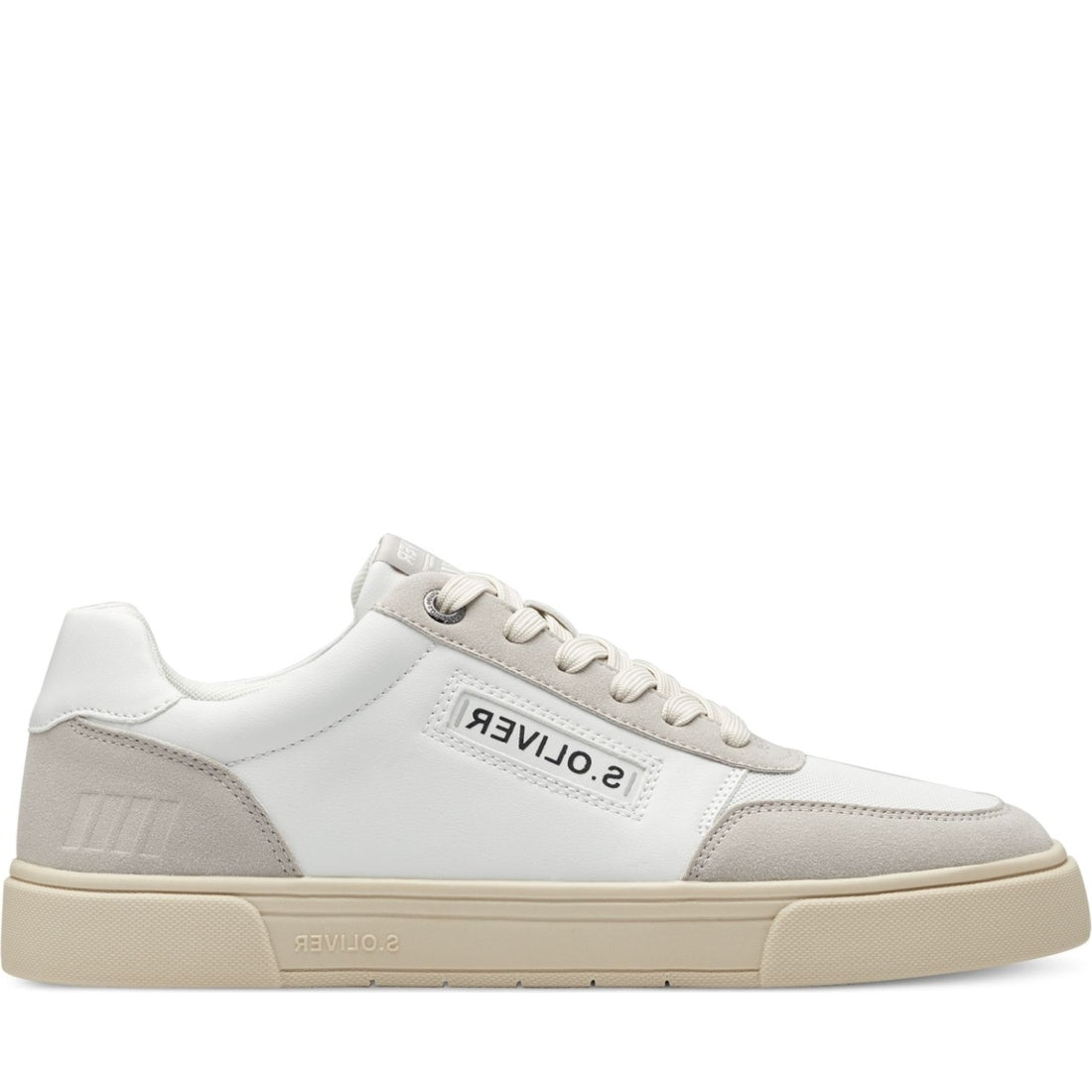 s.Oliver mens white, grey leisure trainers | Vilbury London