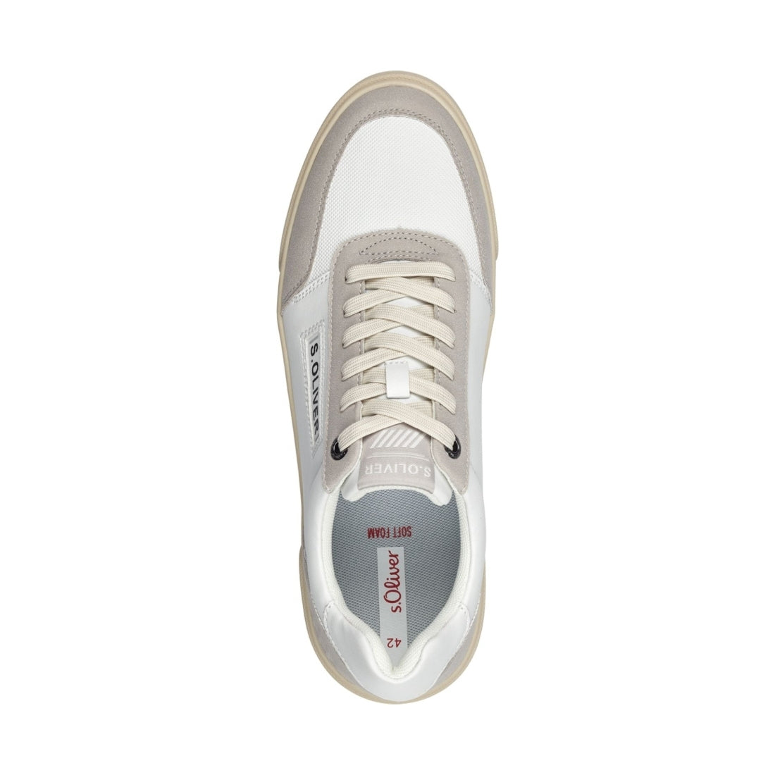 s.Oliver mens white, grey leisure trainers | Vilbury London