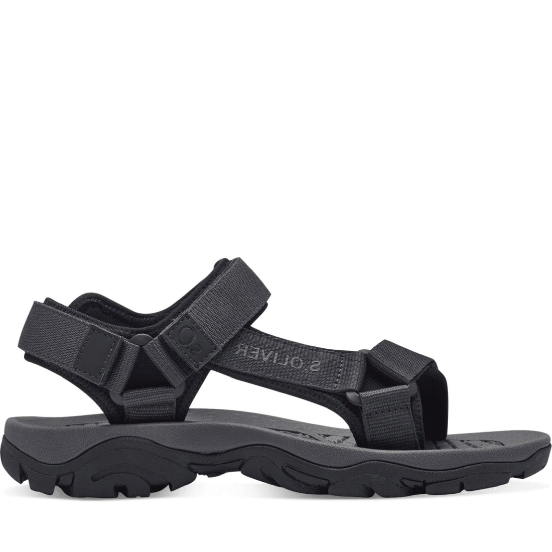 s.Oliver mens black navy casual open sandals | Vilbury London