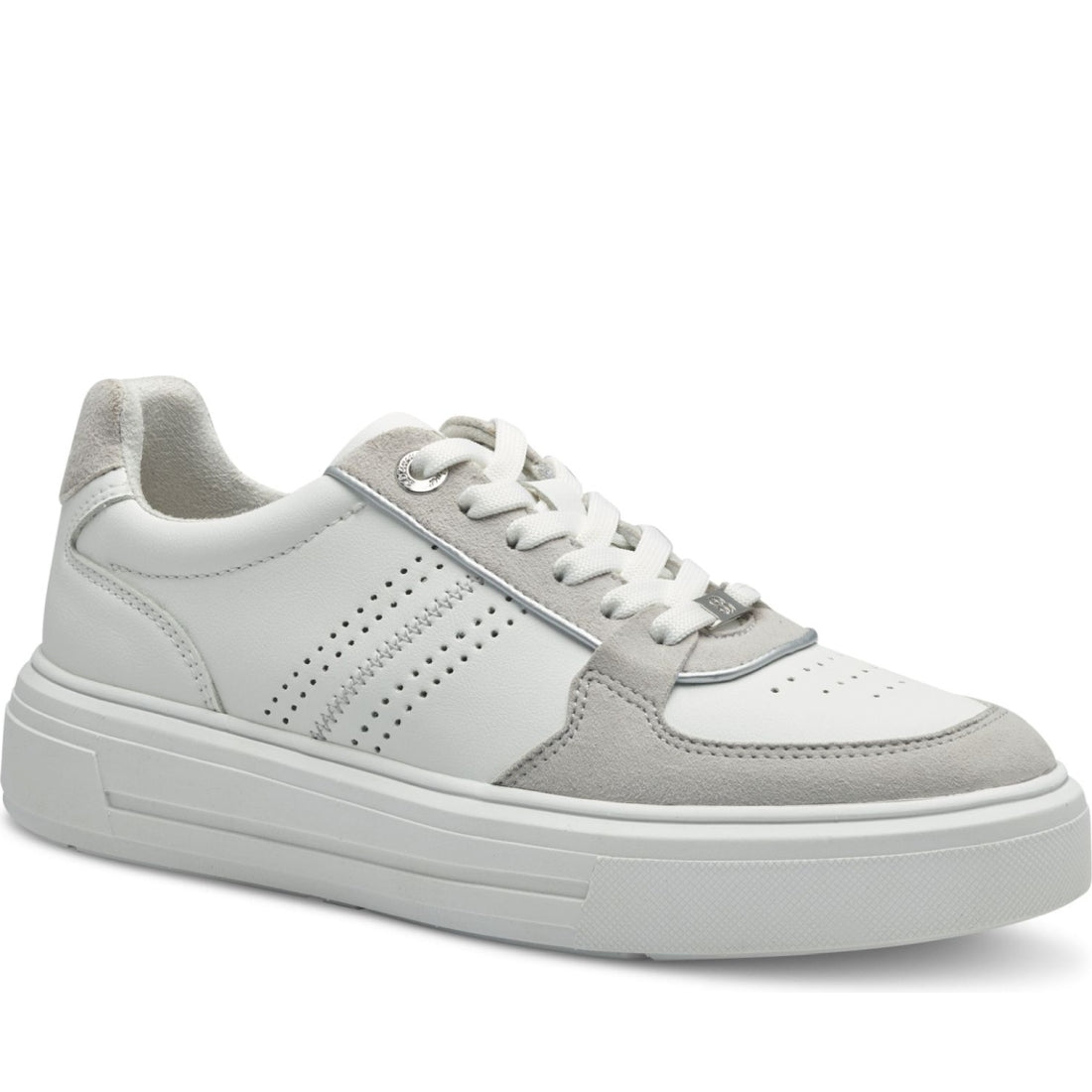 s.Oliver womens white, grey leisure trainers | Vilbury London