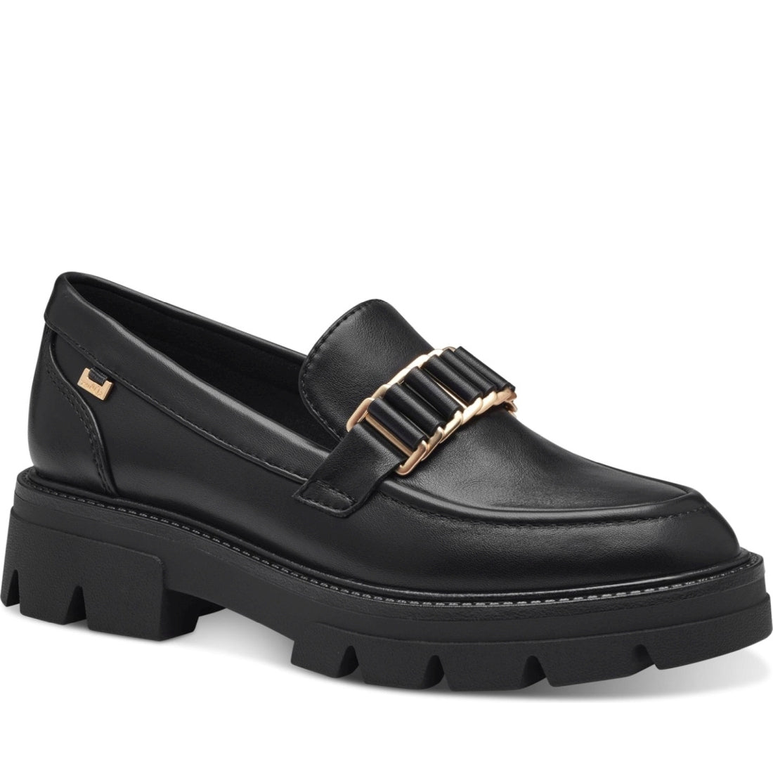 s.Oliver womens black casual closed loafers | Vilbury London