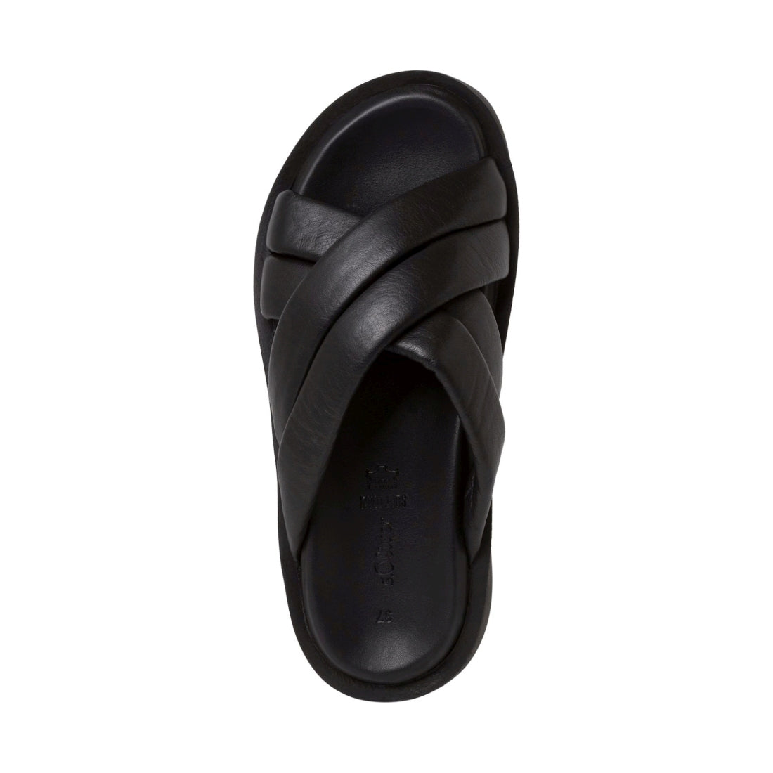 s.Oliver womens black casual open slippers | Vilbury London