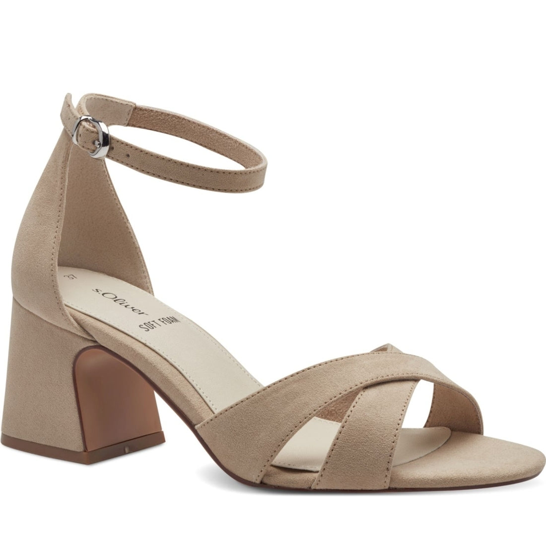 s.Oliver womens taupe elegant part-open sandals | Vilbury London