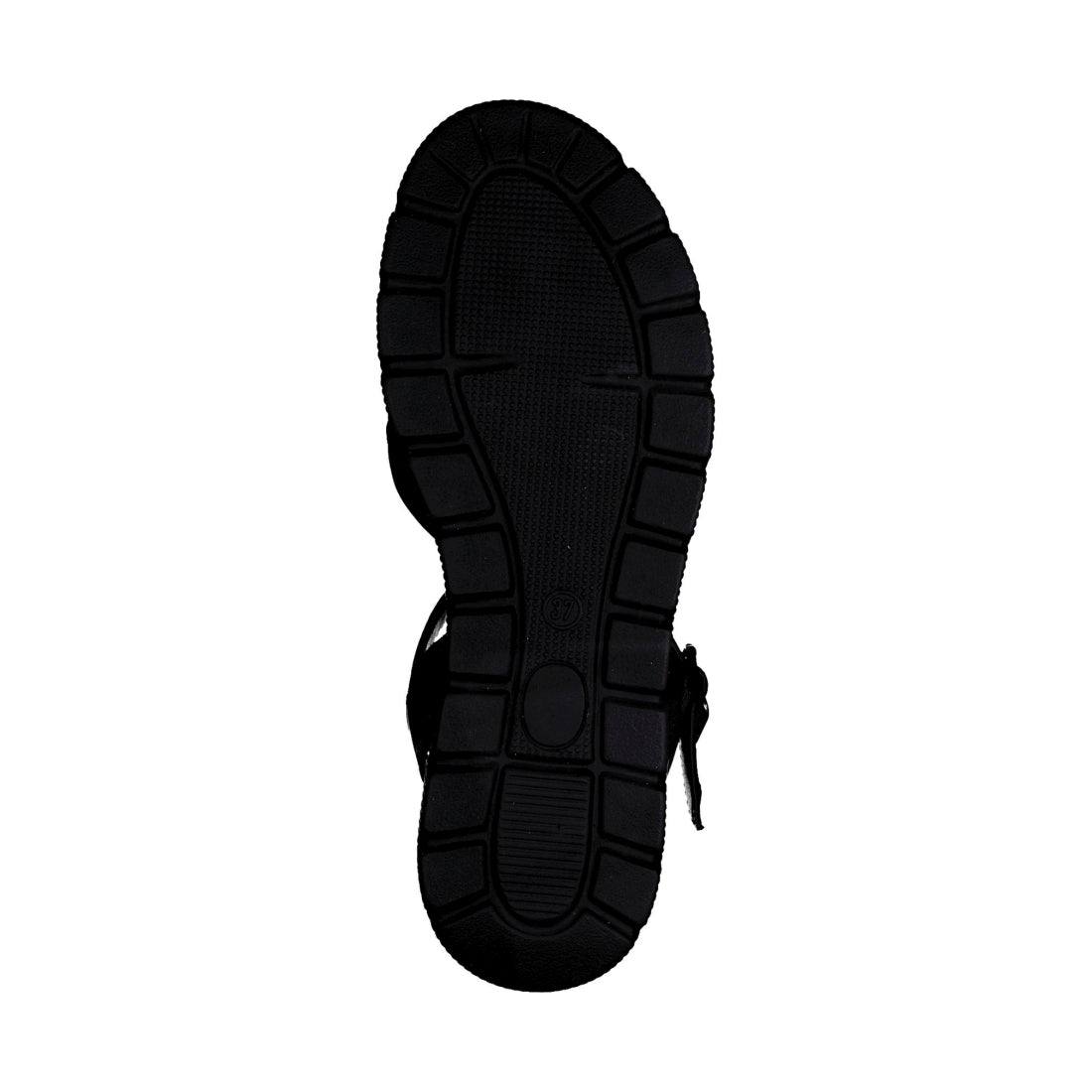 s.Oliver womens black leather casual open sandals | Vilbury London