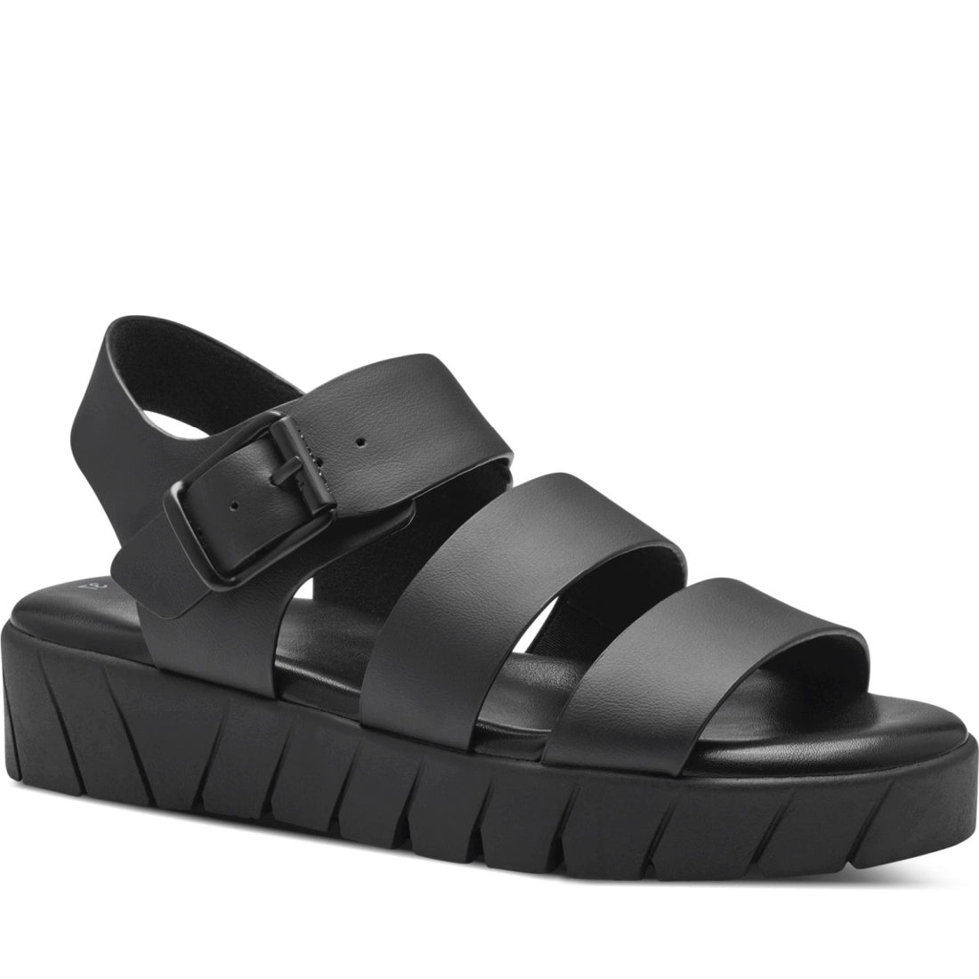 s.Oliver womens black casual open sandals | Vilbury London