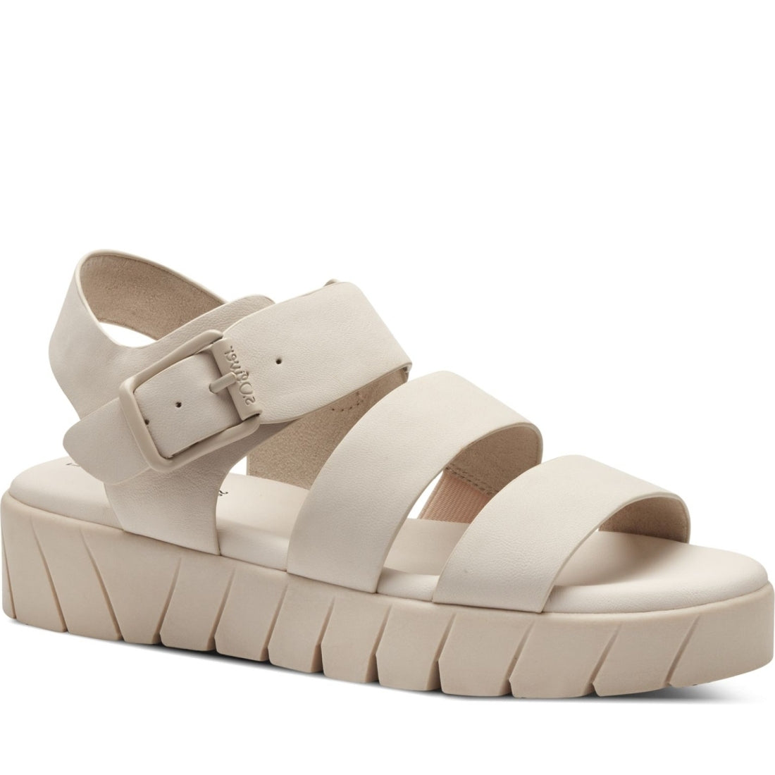 s.Oliver womens beige casual open sandals | Vilbury London