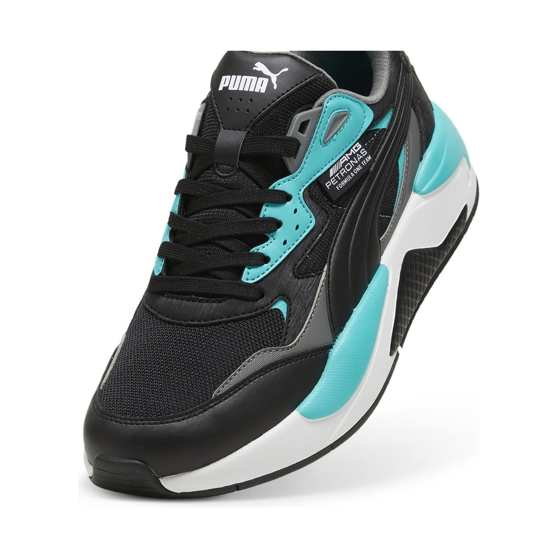 Puma mens black sheen green mapf1 x-ray leisure trainers | Vilbury London