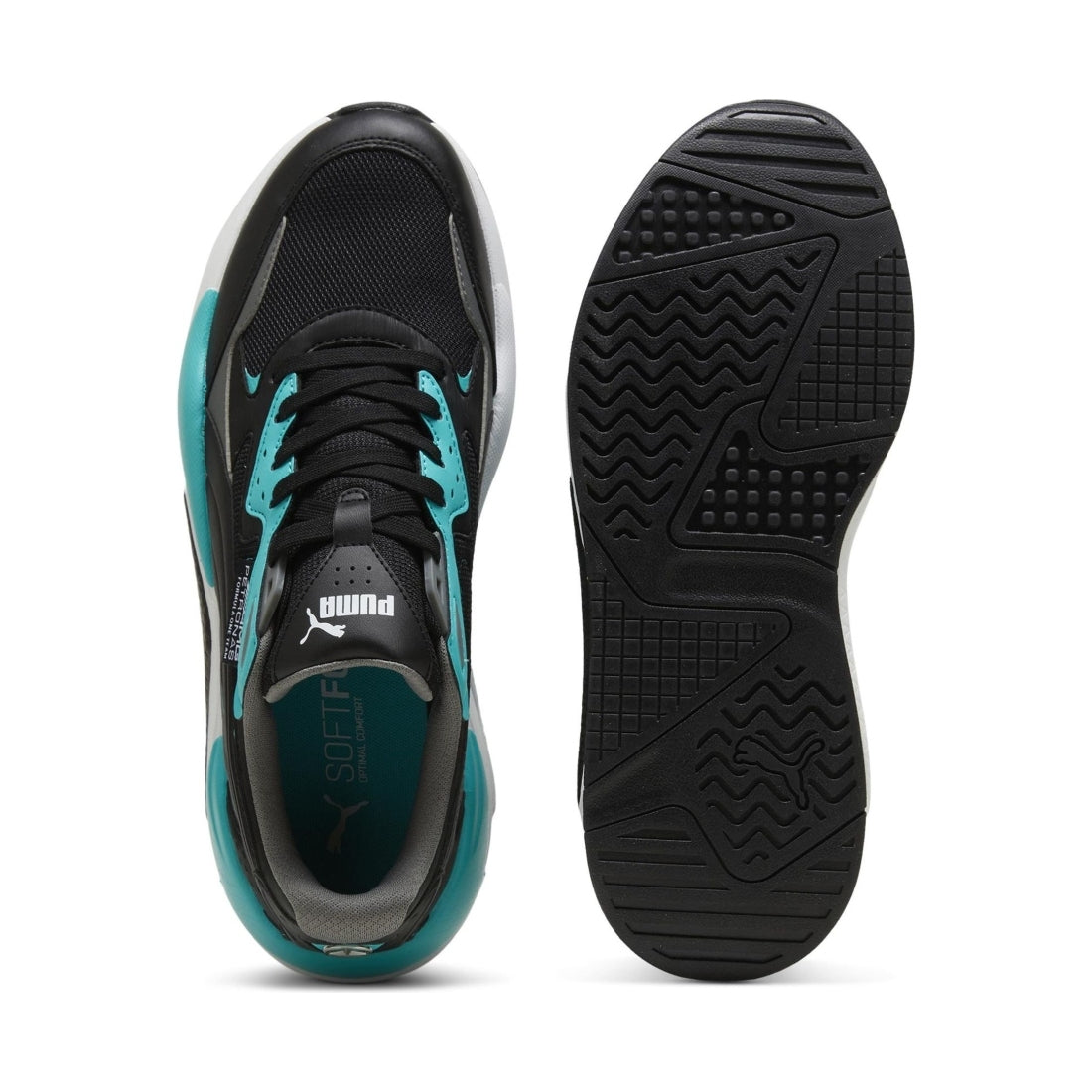 Puma mens black sheen green mapf1 x-ray leisure trainers | Vilbury London