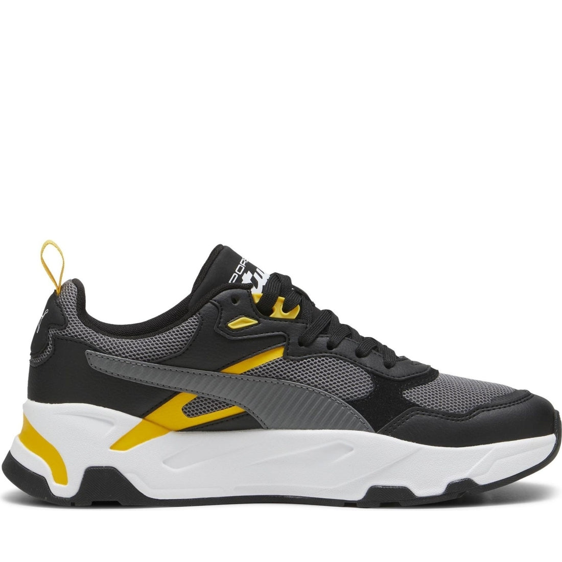 Puma mens black dark gray trinity leisure trainers | Vilbury London