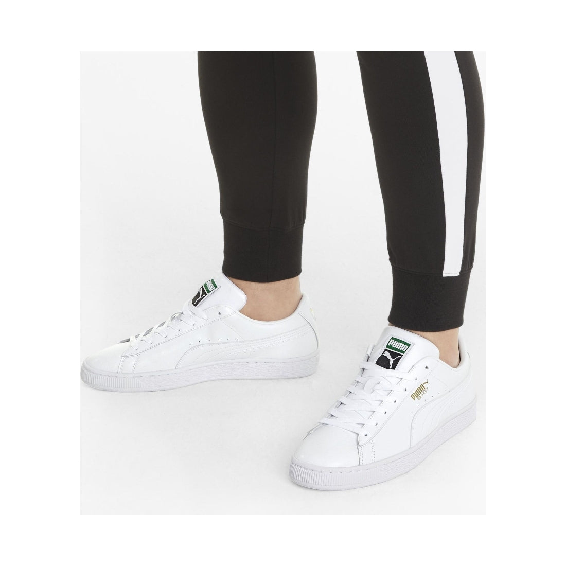 Puma mens white basket classic leisure trainers | Vilbury London