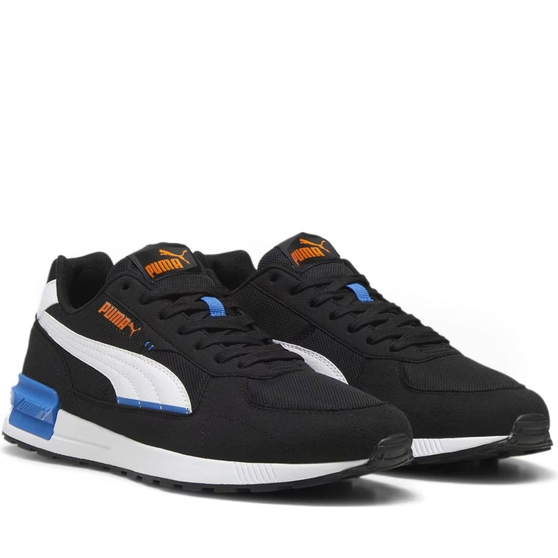 Puma mens black white royal graviton leisure trainers | Vilbury London