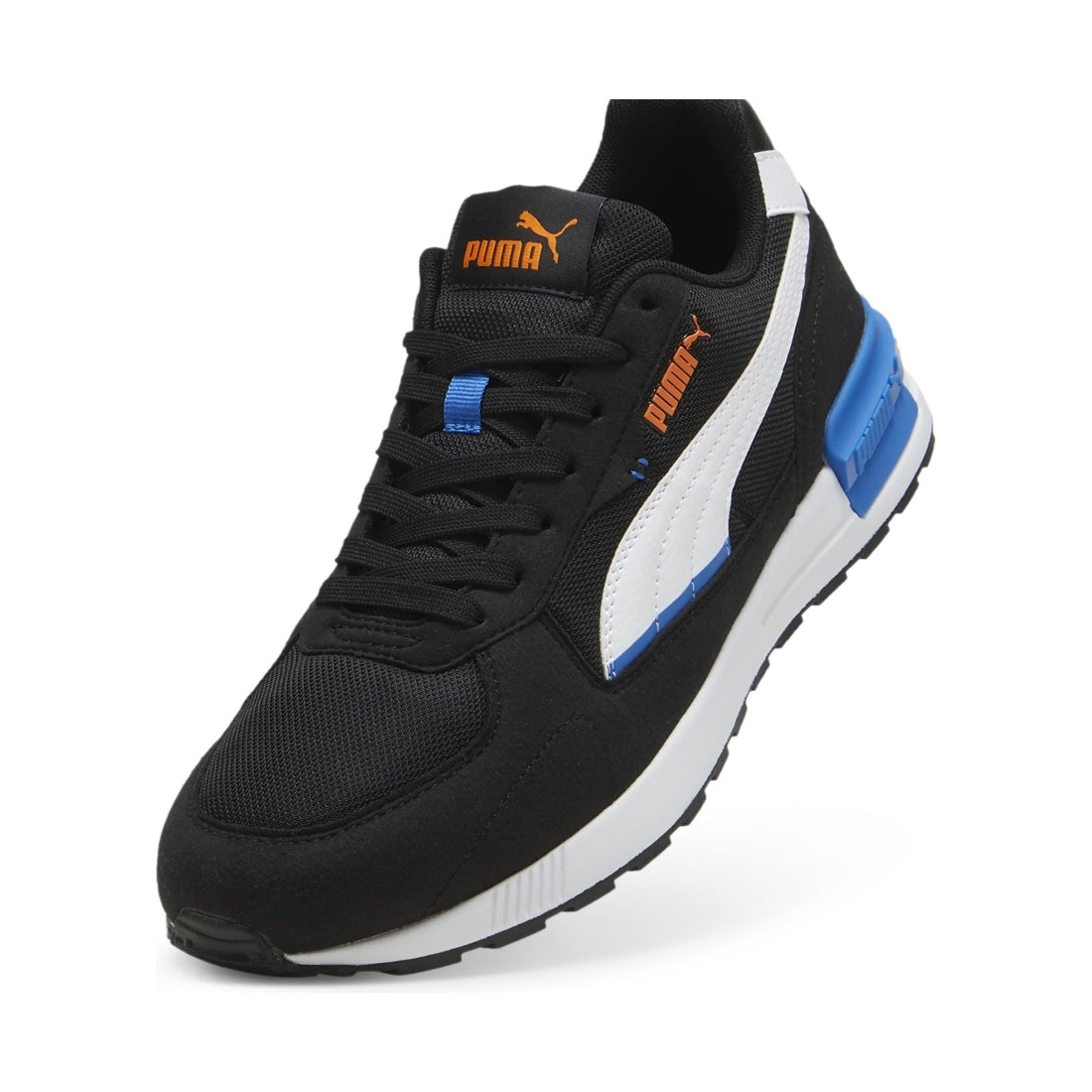 Puma mens black white royal graviton leisure trainers | Vilbury London