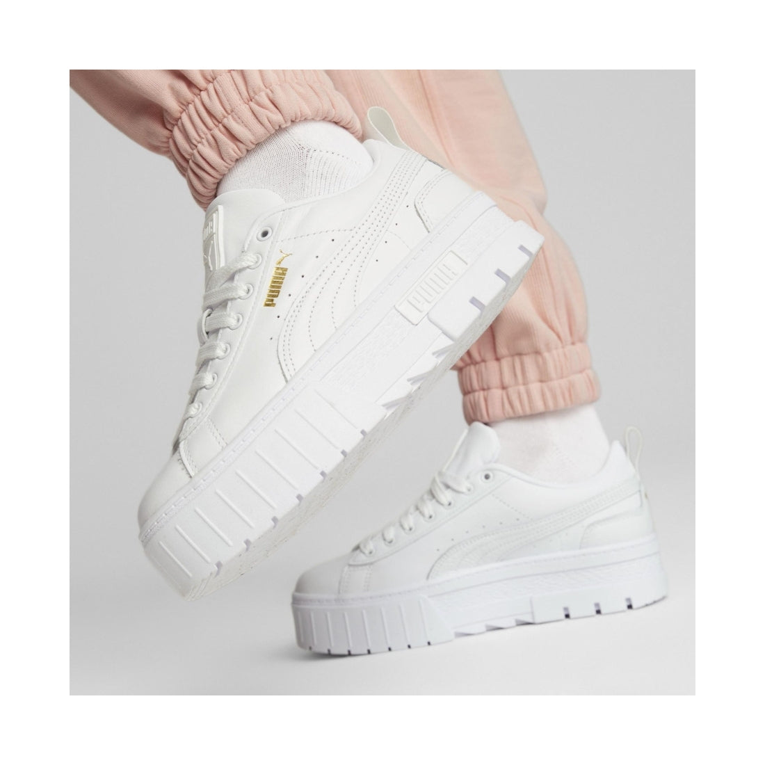 Puma womens white mayze leisure trainers | Vilbury London