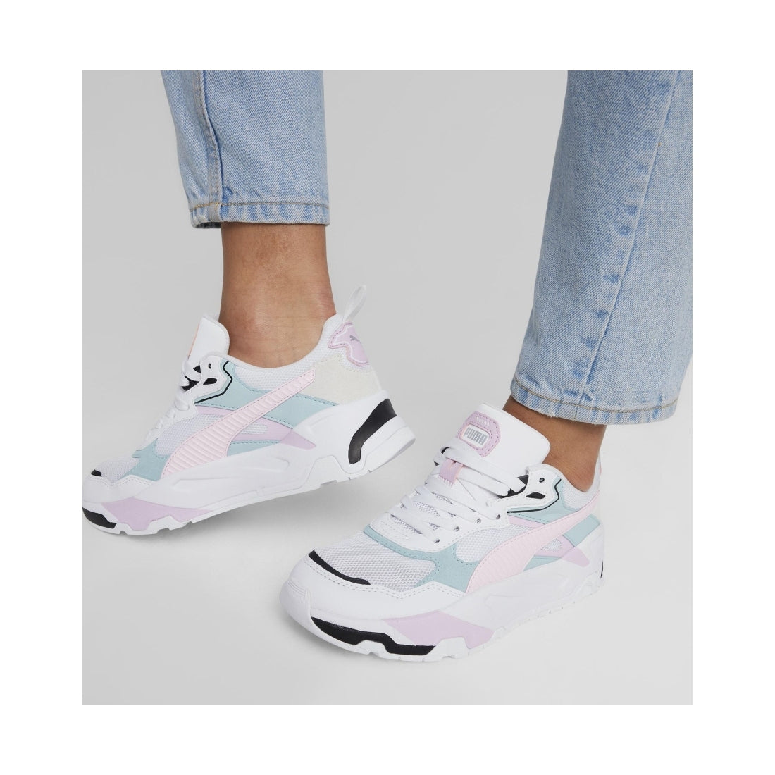 Puma unisex adults white pink trinity leisure trainers | Vilbury London