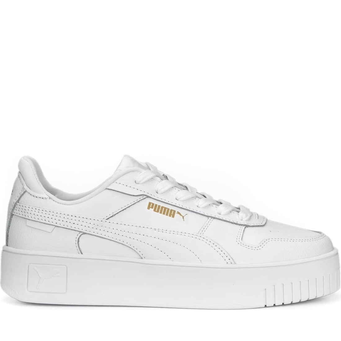 Puma womens white gold carina street leisure trainers | Vilbury London