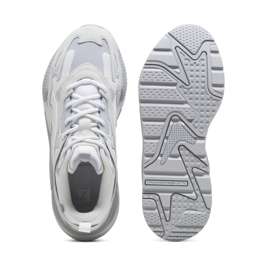 Puma unisex adults white silver mist rs-x efekt leisure trainers | Vilbury London