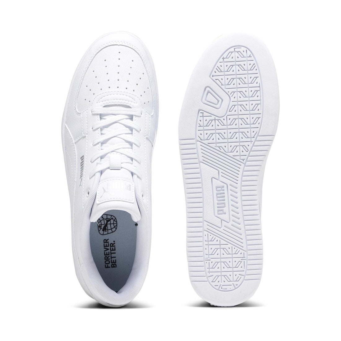 Puma mens white silver caven leisure trainers | Vilbury London