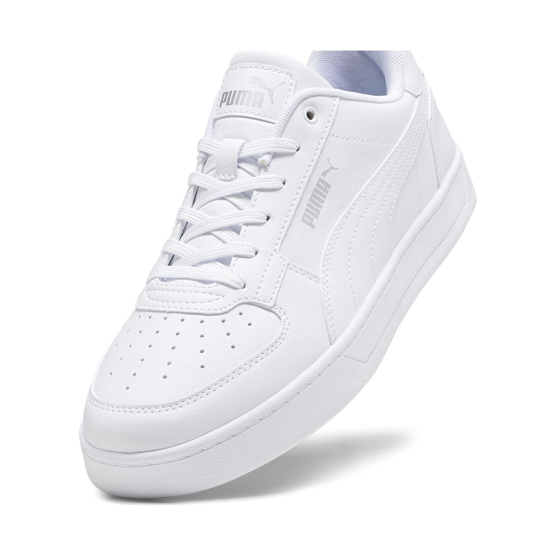 Puma mens white silver caven leisure trainers | Vilbury London