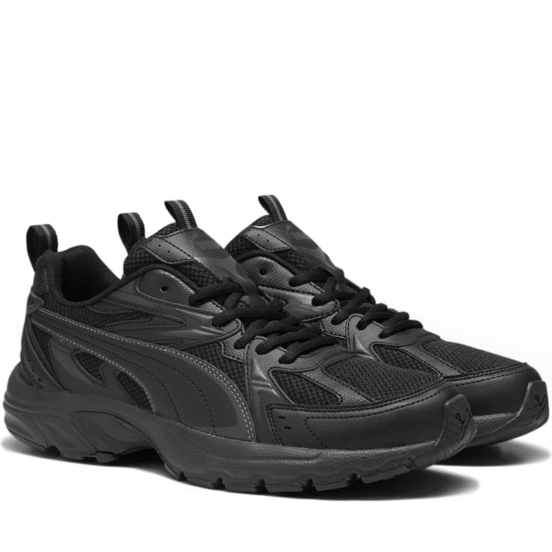 Puma mens black shadow gray milenio leisure trainers | Vilbury London