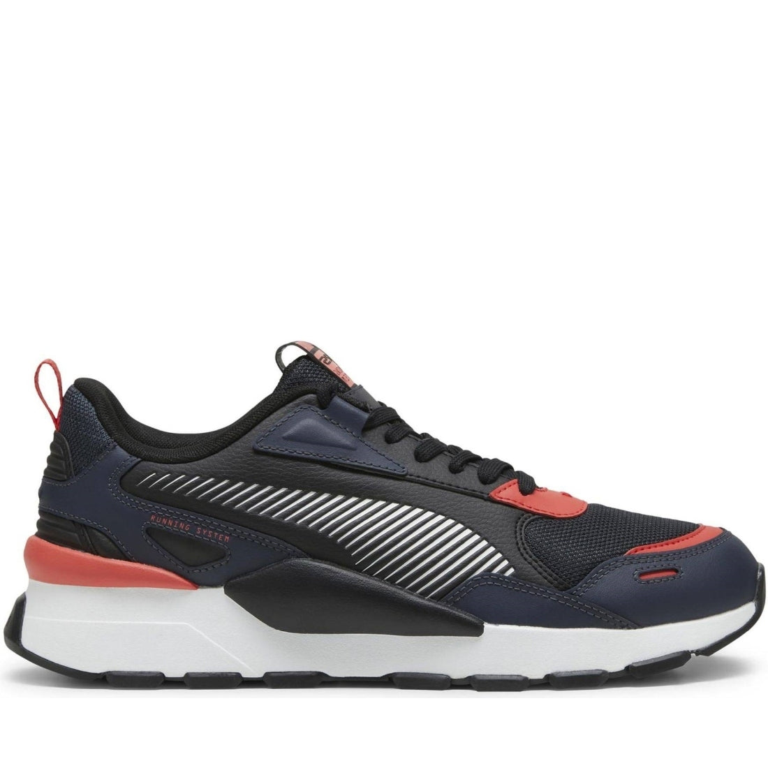 Puma mens black active red rs 3.0 leisure trainers | Vilbury London