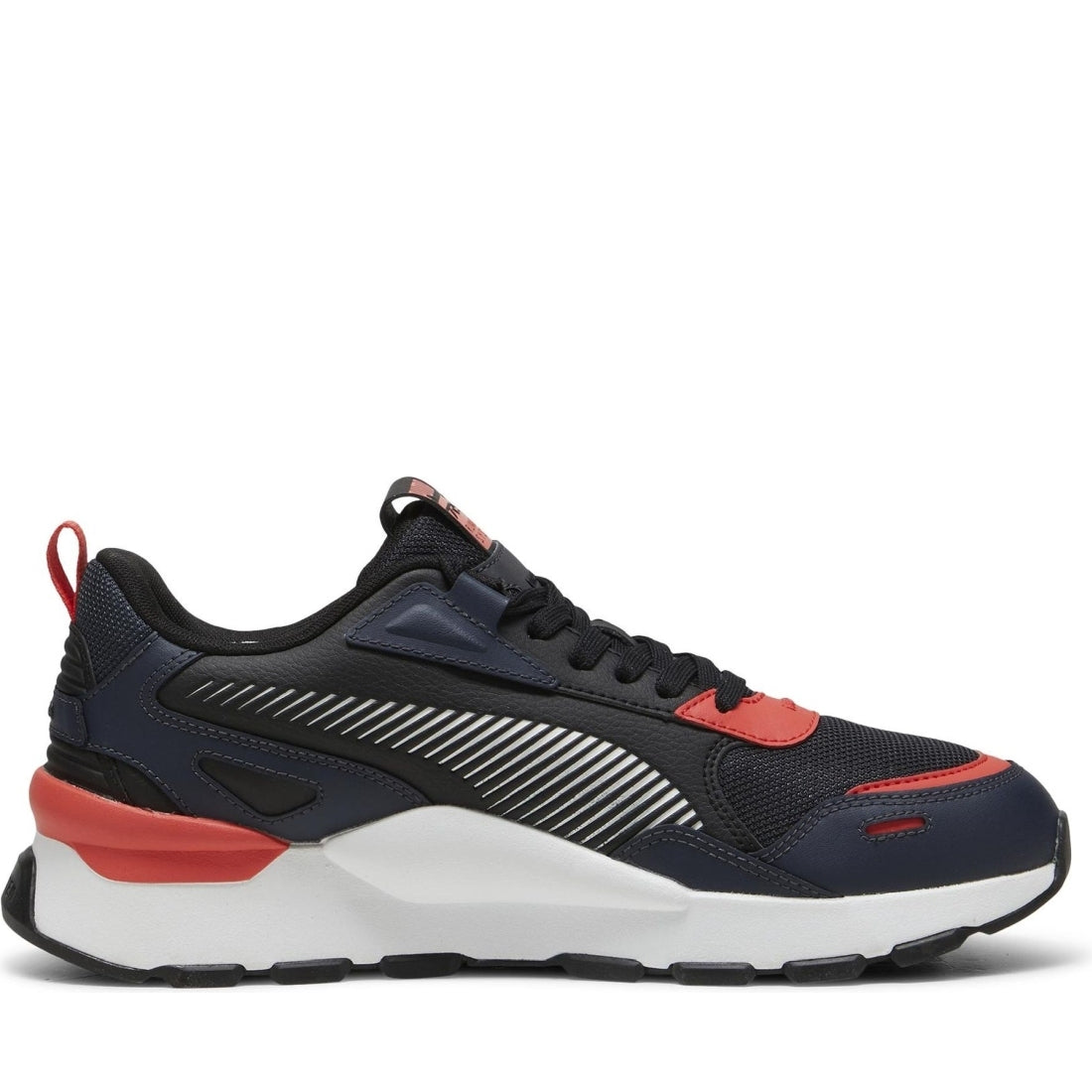 Puma mens black active red rs 3.0 leisure trainers | Vilbury London