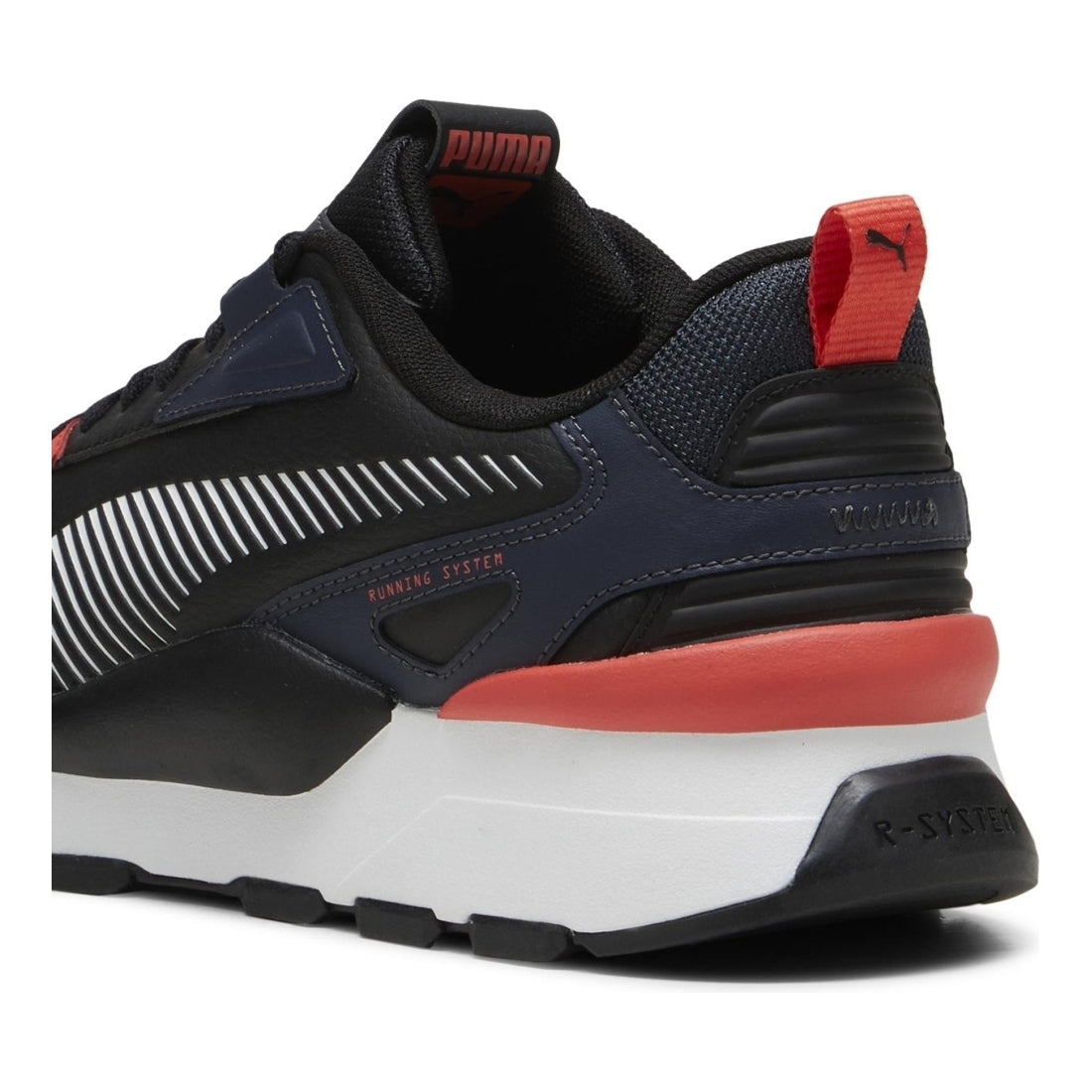 Puma mens black active red rs 3.0 leisure trainers | Vilbury London