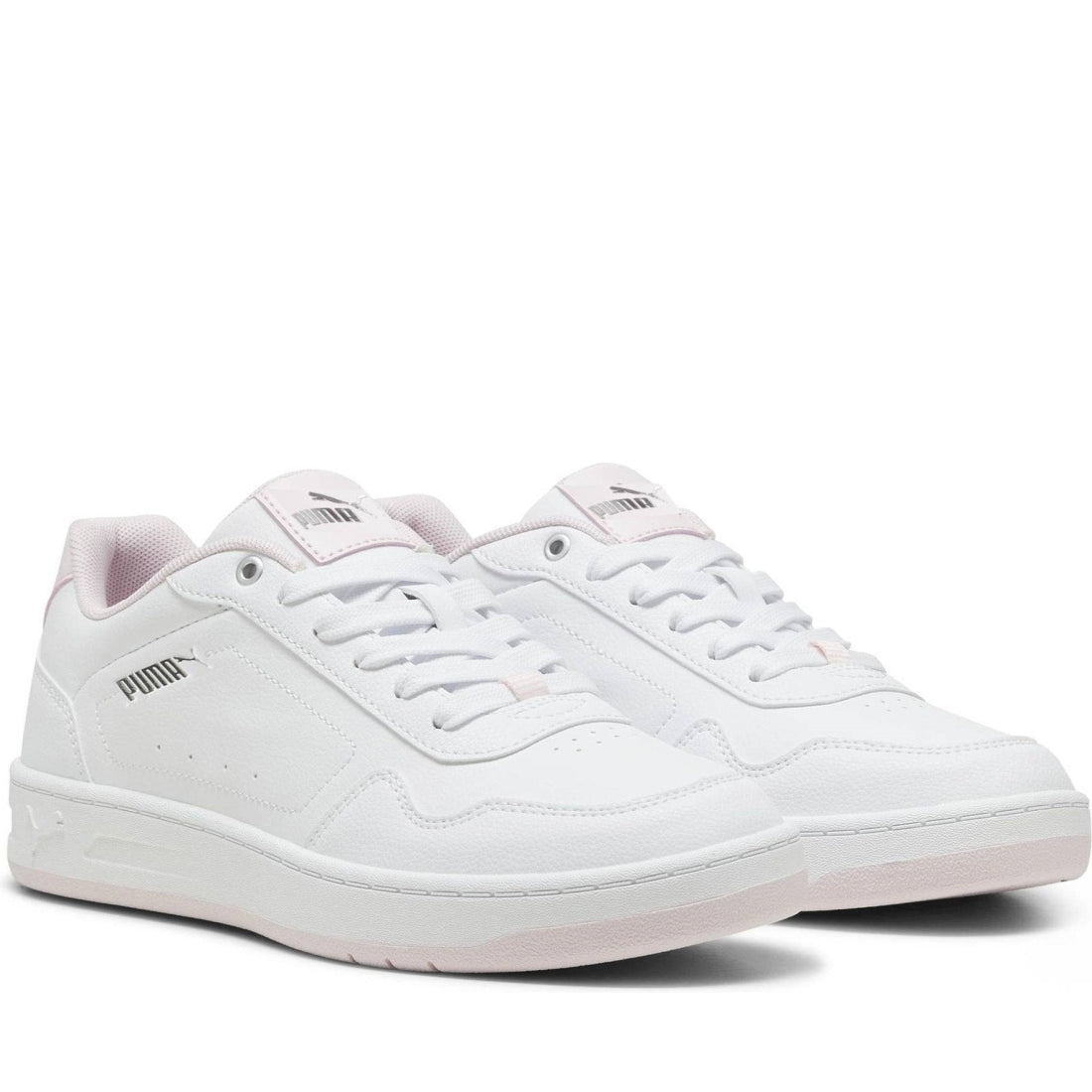 Puma womens white pink silver court leisure trainers | Vilbury London