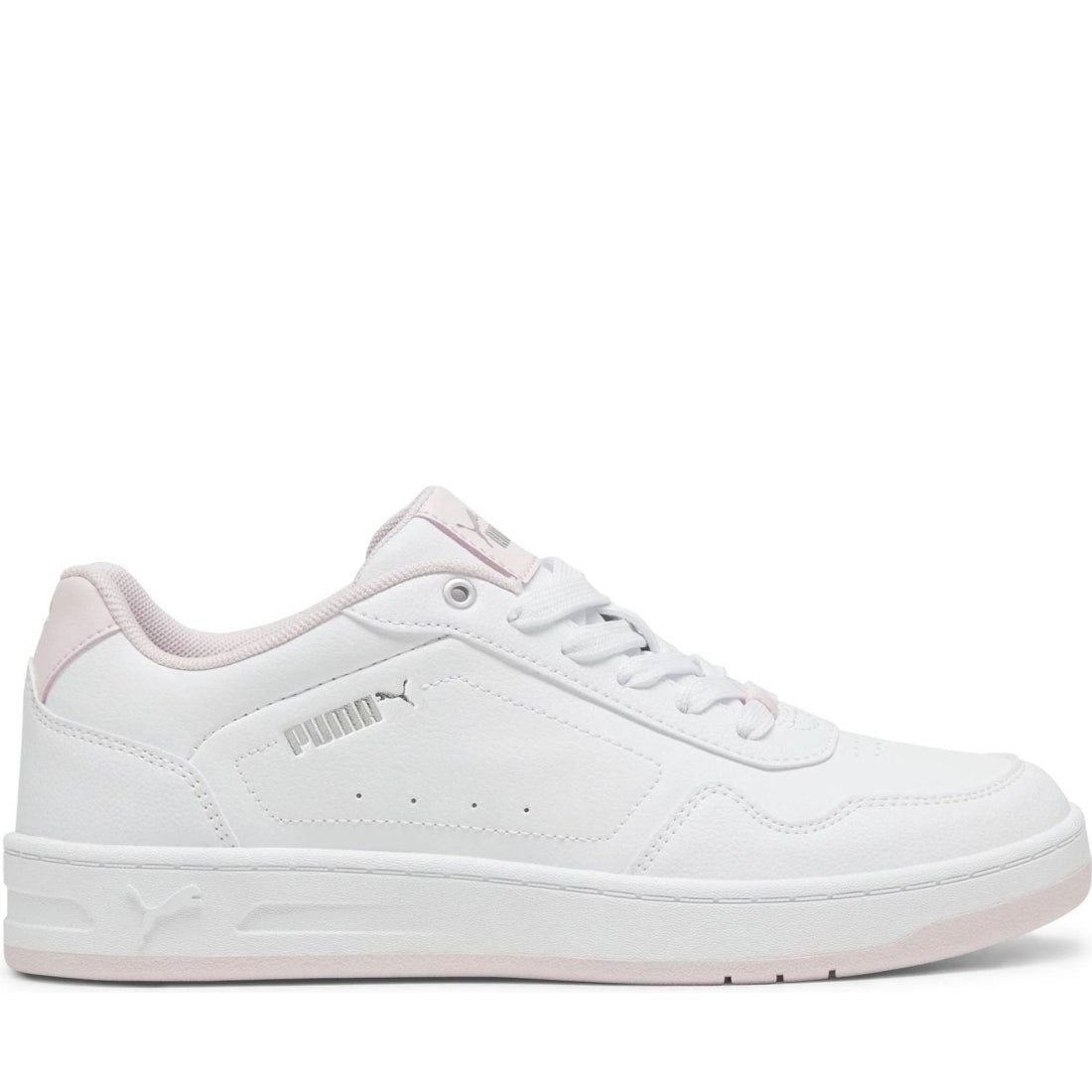 Puma womens white pink silver court leisure trainers | Vilbury London