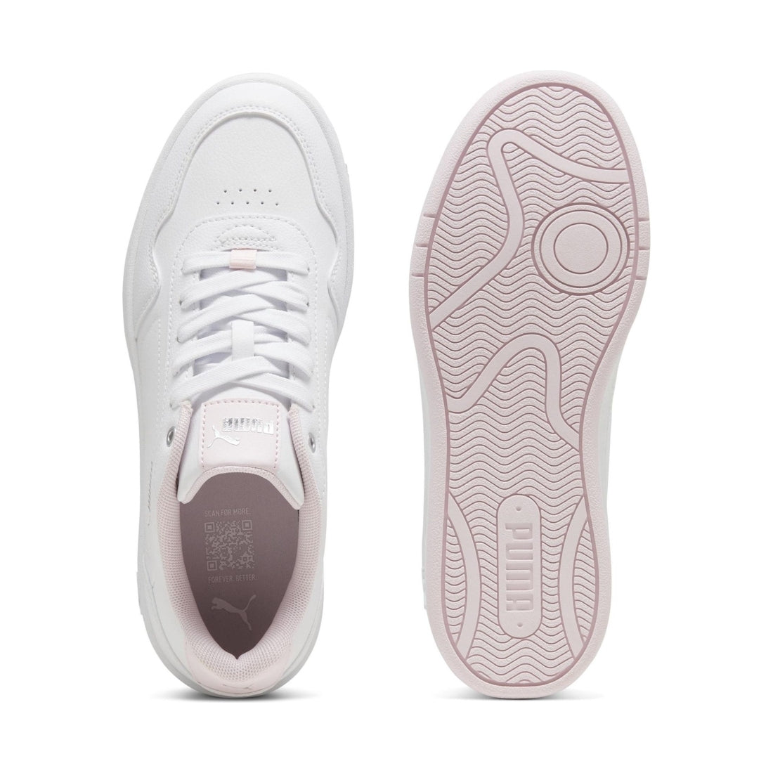 Puma womens white pink silver court leisure trainers | Vilbury London