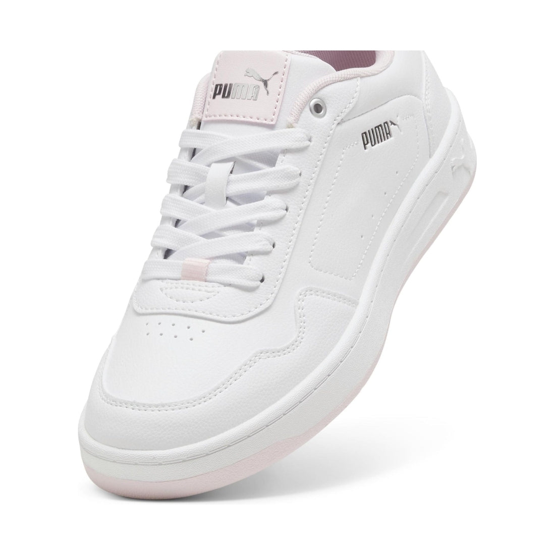 Puma womens white pink silver court leisure trainers | Vilbury London