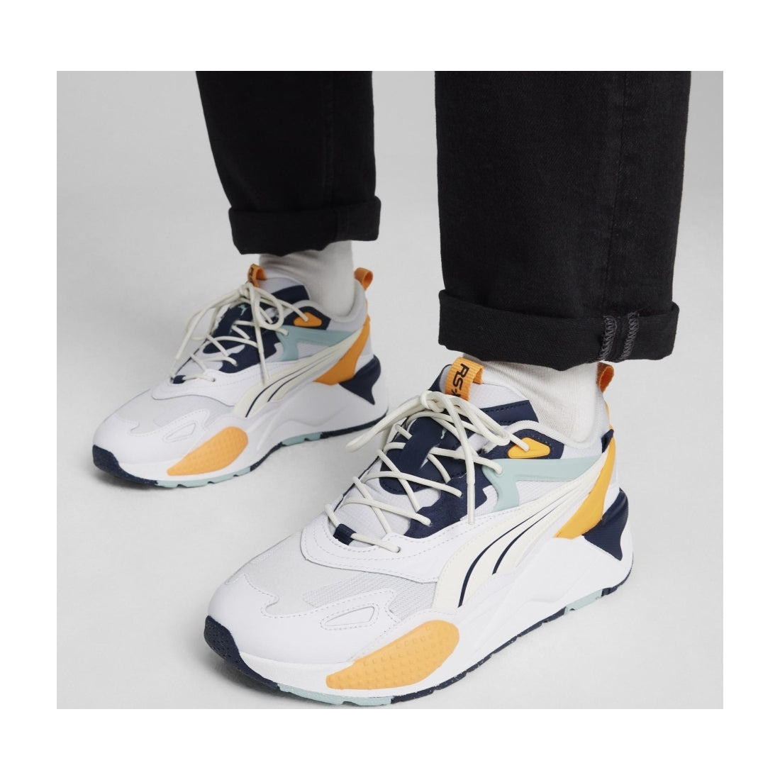 Puma mens silver mist white rs-x efekt leisure trainers | Vilbury London