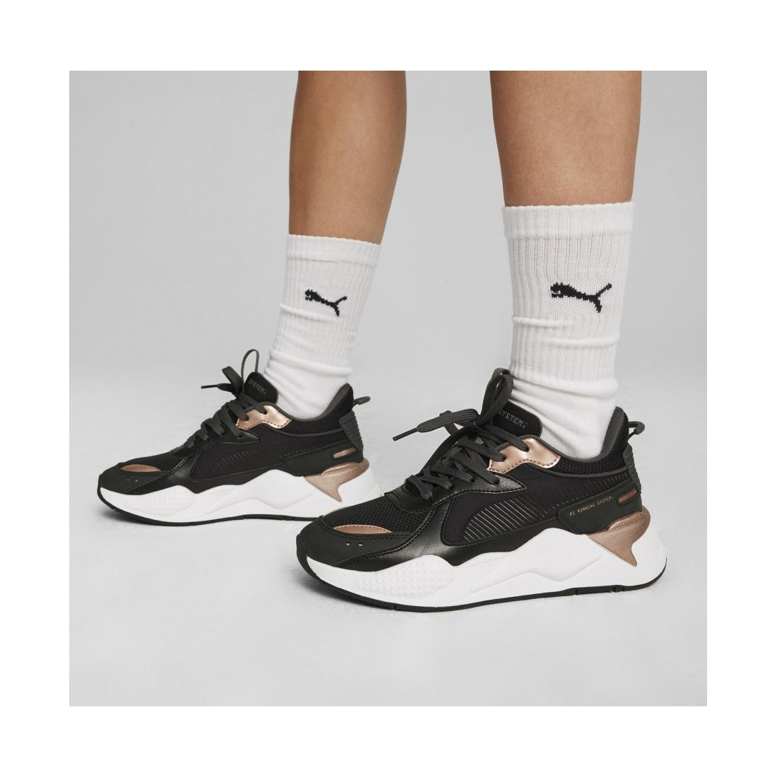 Puma womens black white rs-x leisure trainers | Vilbury London