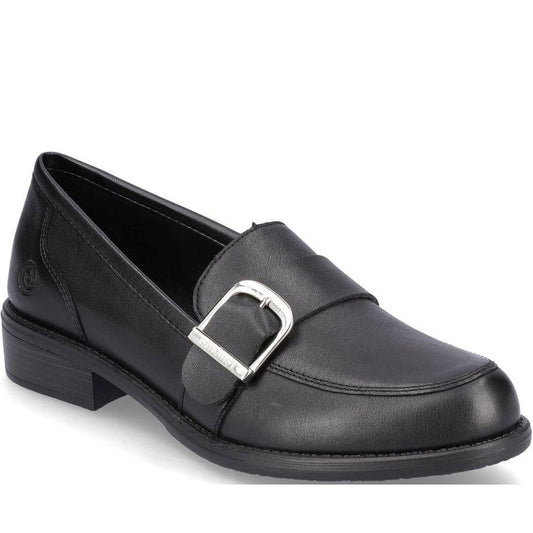 Remonte womens black classic closed loafers | Vilbury London